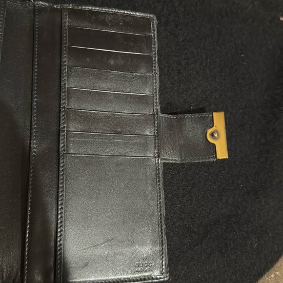 Women’s or Men's Black Monogram Canvas Gucci Vintage Long Wallet! Preloved 7/10 - Picture 5 of 17